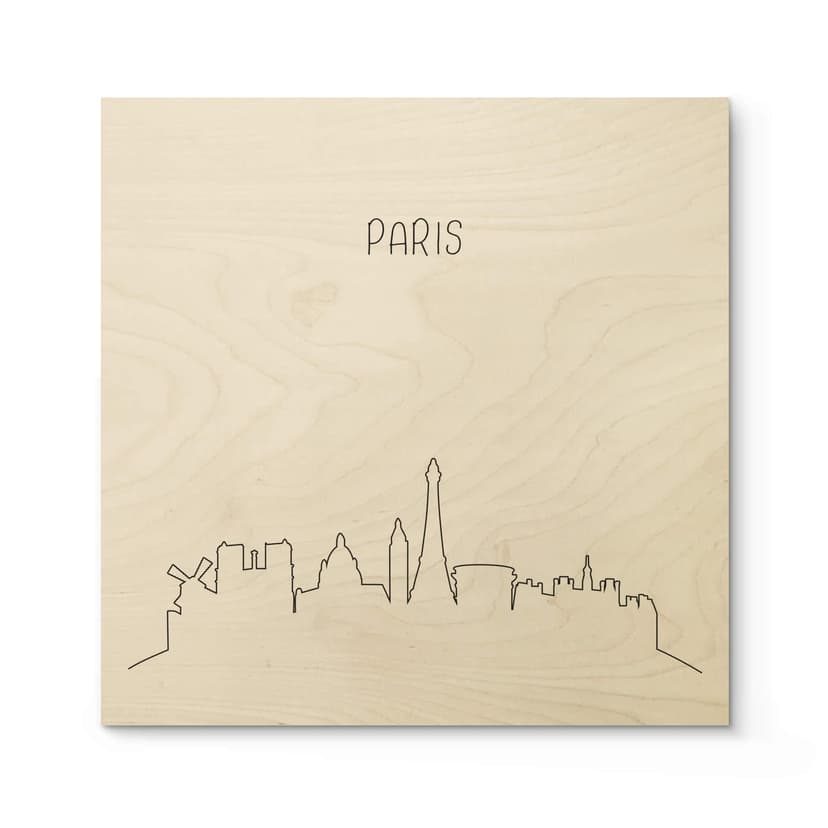 Plakat drewniany Skyline Paris Outline