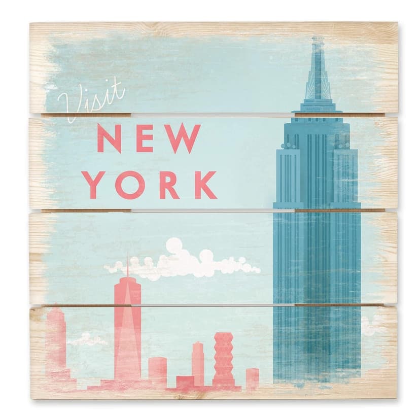 Obraz drewniany Rivers - New York - 40x41,5 cm
