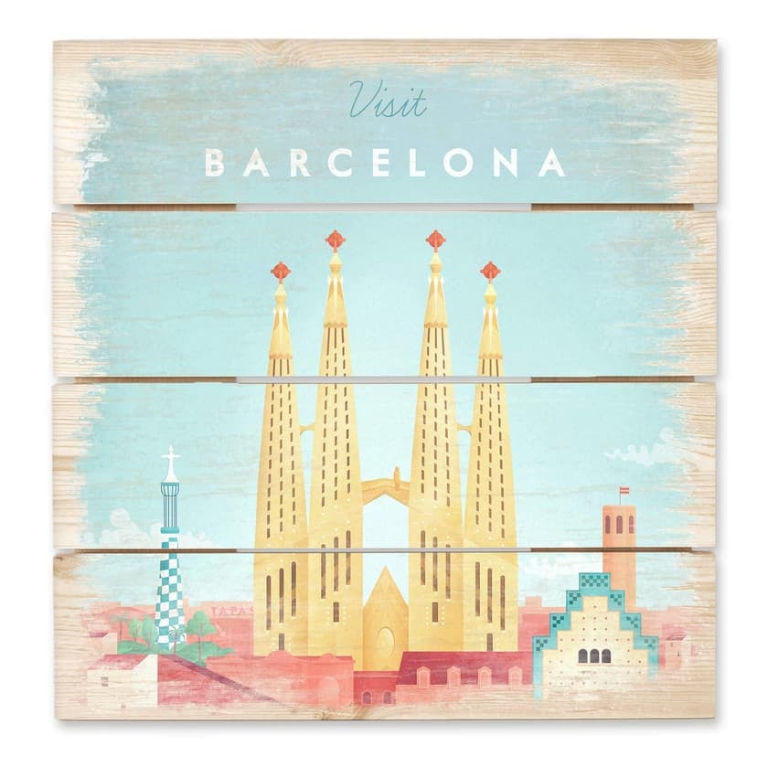 Obraz drewniany Rivers - Barcelona - 40x41,5 cm