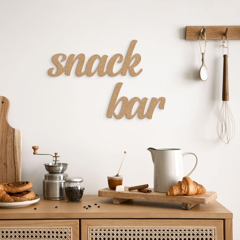 napis 3D do kuchni - Snack Bar - MDF natura