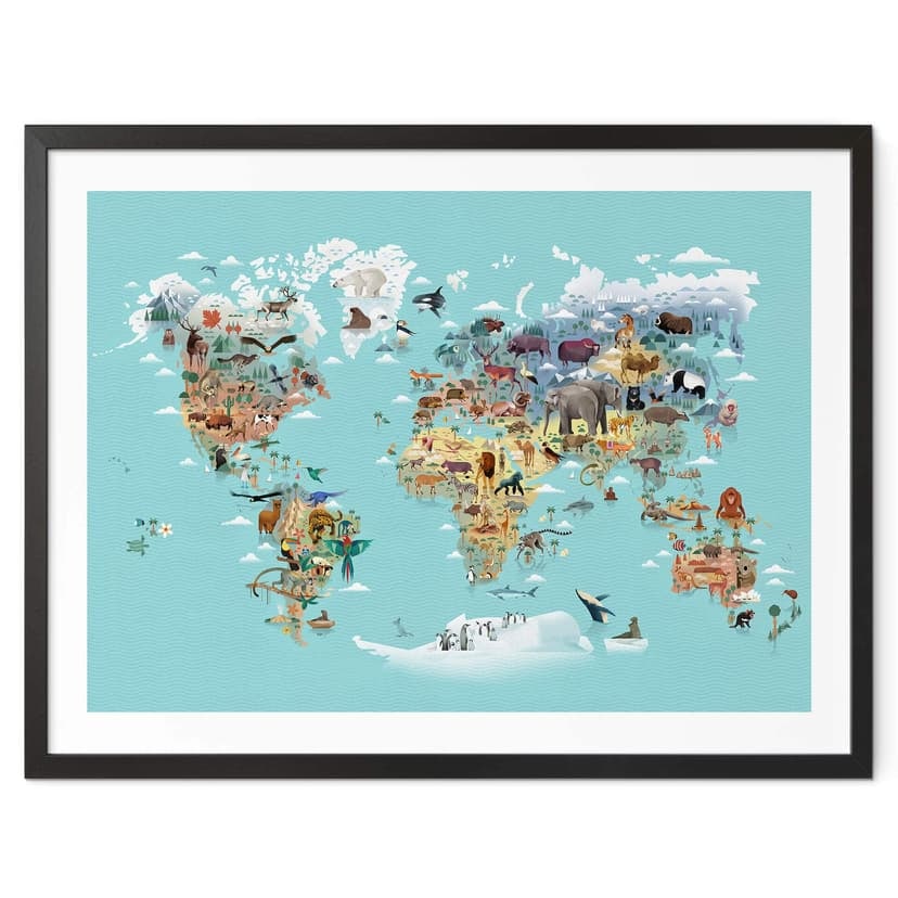 Plakat do pokoju dziecięcego mapa świata - brązowy
