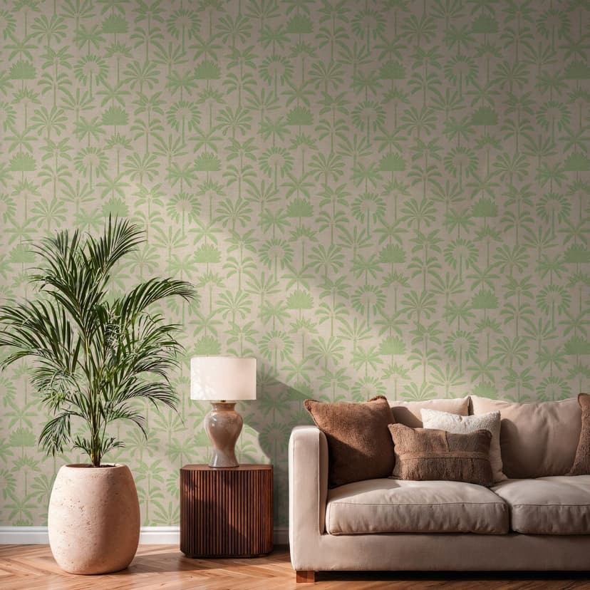 Tapeta z włókniny palmy beżowy kremowy zielony metaliczny tapeta tapeta liście natura