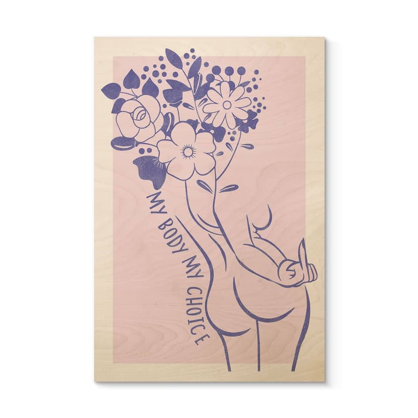 Obraz drewniany Body Positivity - Line Art Floral