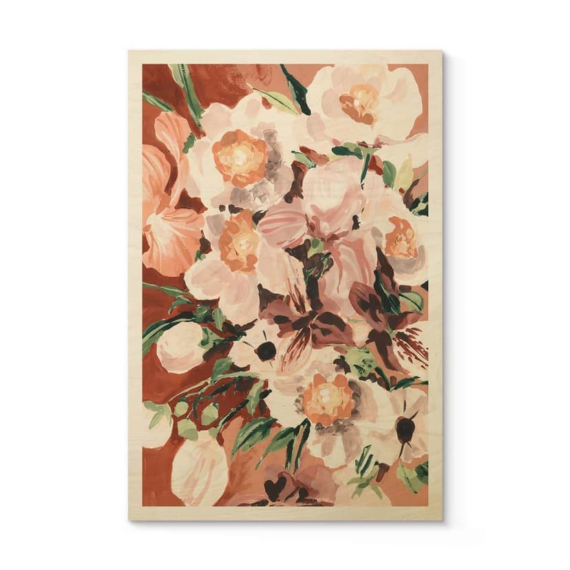 Plakat drewniany z kwiatami orchidei - Zwara