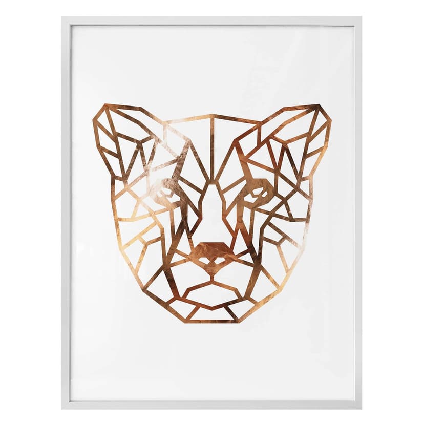Plakat - Gepard origami - miedziany wygląd