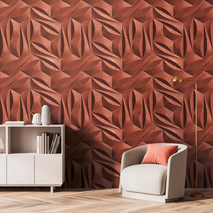 fototapeta 3d czerwony geometryczny wzór włóknina tapeta do salonu, sypialni