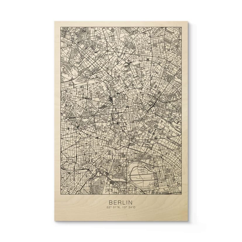 Plakat drewniany mapa miasta Berlin