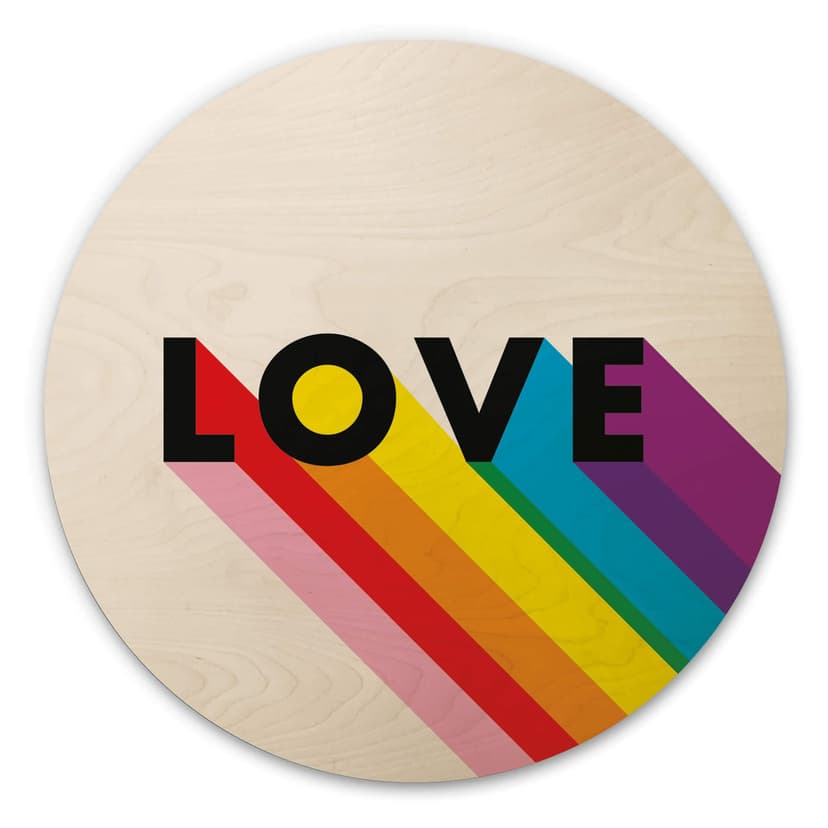 Obraz drewniany LGBTQIA+ Love Rainbow - okrągły