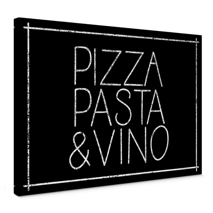 Obraz na płótnie Pizza Pasta & Vino czarny