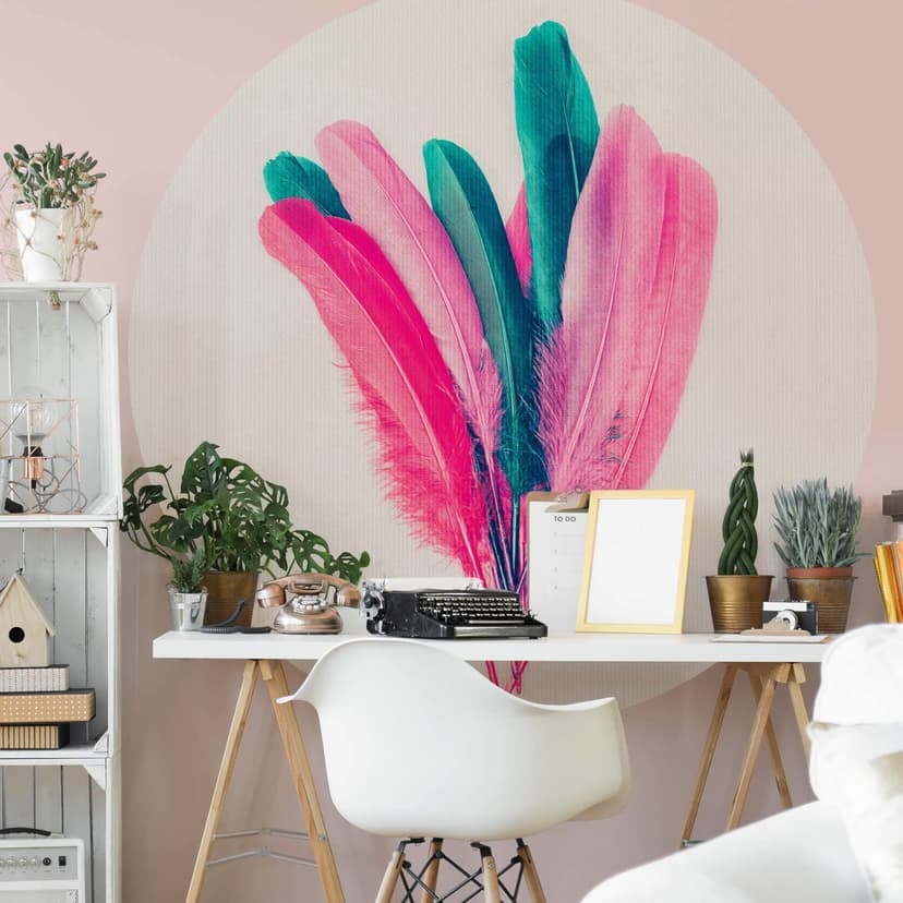 Cubistika - Feather Bouquet - Fototapeta okrągła - tapeta flizelinowa/tapeta flizelinowa samoprzylep
