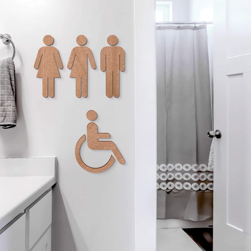 Dekoracja drewniana mahoń - znak WC