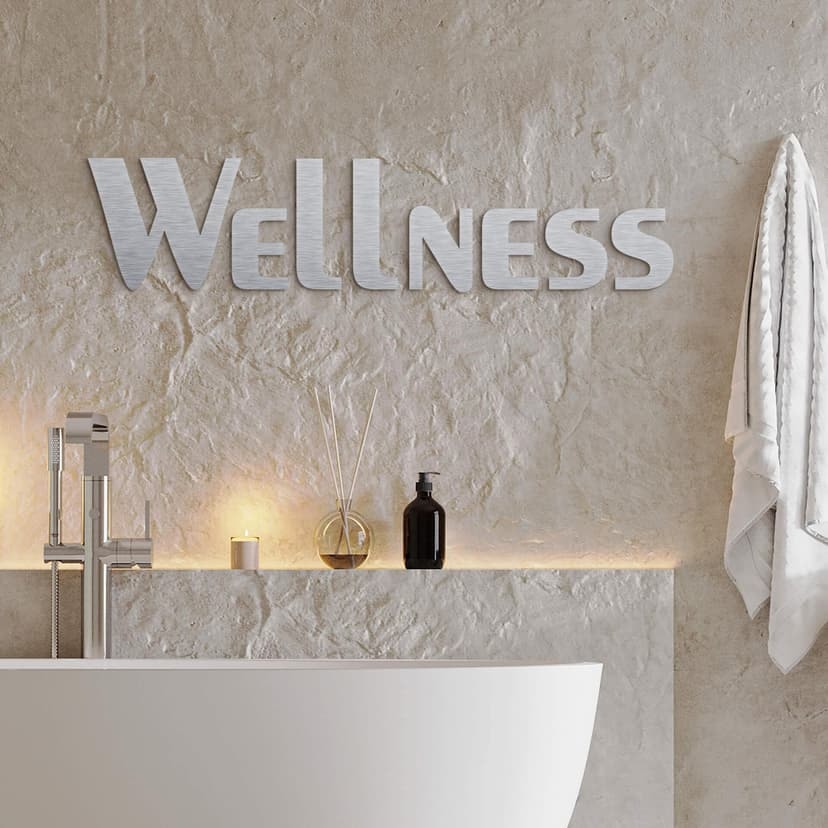 Aluminiowe litery z dibondu - efekt srebra - Wellness