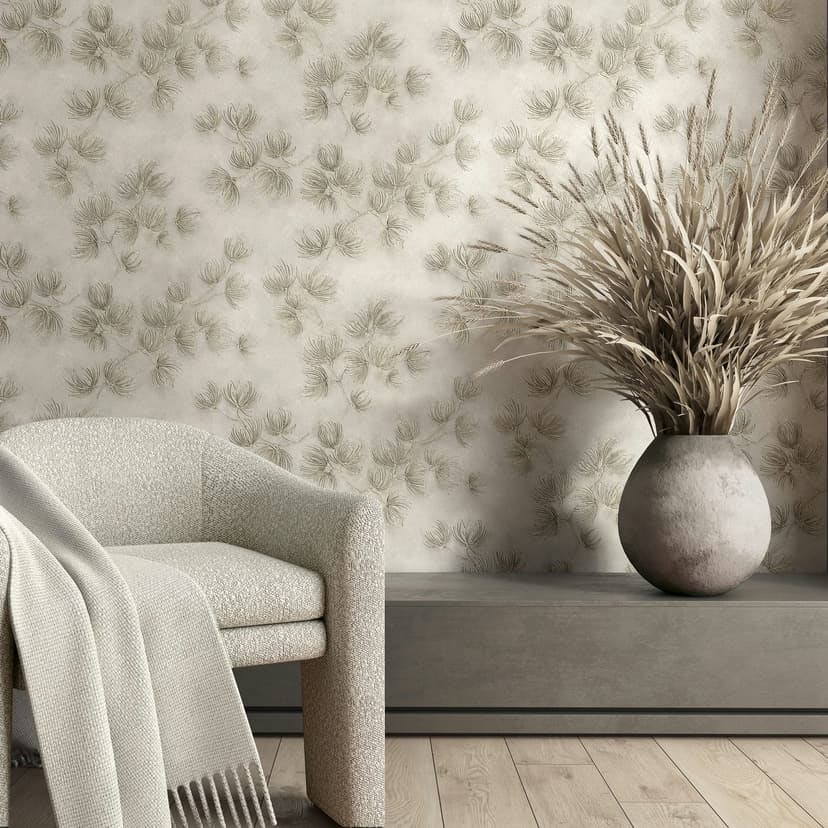 Tapeta z włókniny kwiaty, beton floral nature matowa w kolorze beżowym