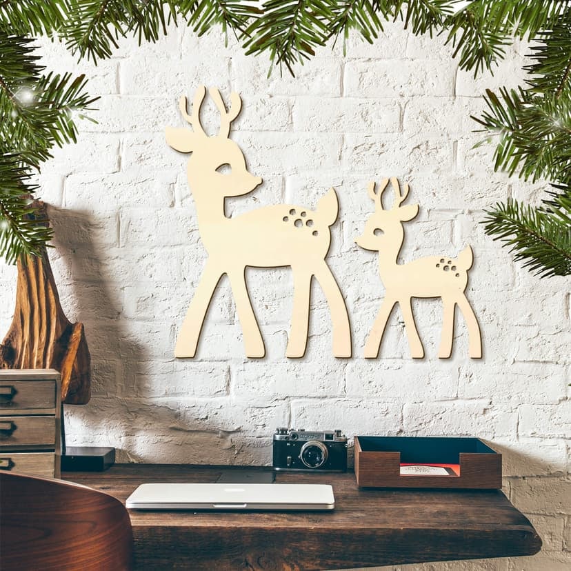 Poplar wood art - fawns
