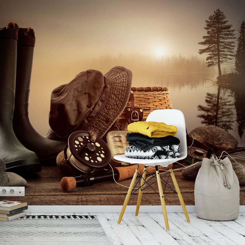 Fototapeta z martwą naturą wędkarza - 336x260 cm