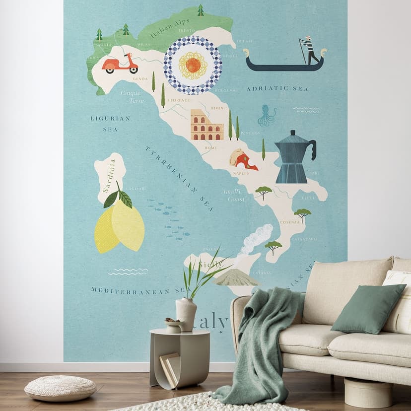 Fototapeta mapa Włoch - tapety podróżne - Rzeki