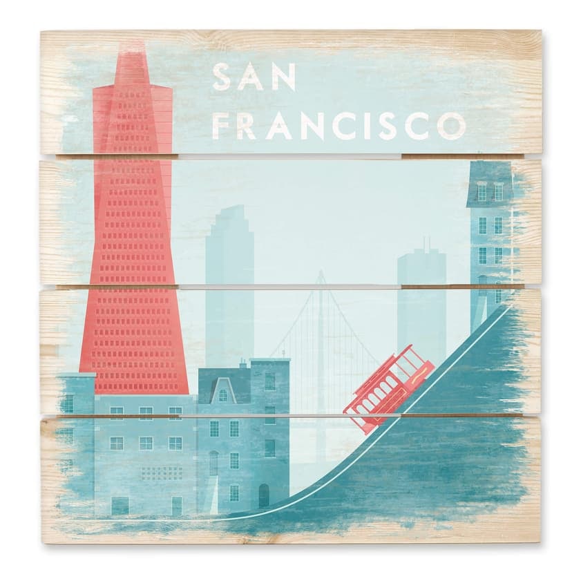 Obraz drewniany Rivers - San Francisco - 40x41,5 cm