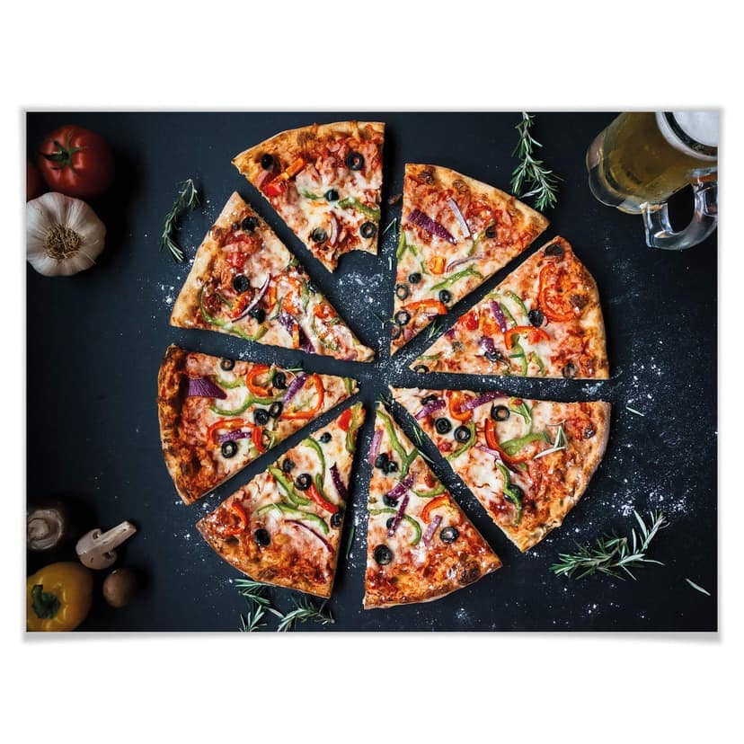 Plakat z włoską pizzą