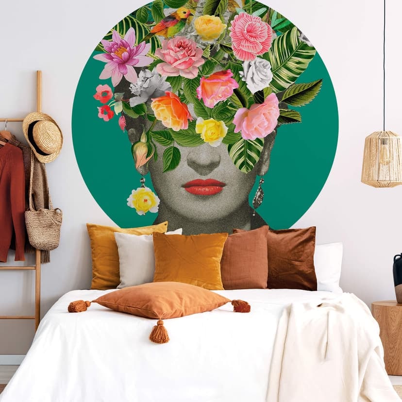Frida Floral Studio - Portret Fridy - Fototapeta okrągła - tapeta flizelinowa/tapeta flizelinowa sam