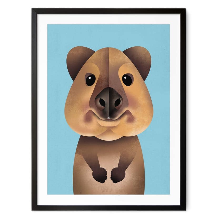 Plakat dla dzieci z motywem zwierzęcym - Quokka - Brązowy