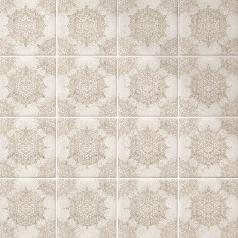 Naklejki na płytki Elegancka mandala w kolorze piaskowego złota - Bloomery Decor - Zestaw 12 sztuk)