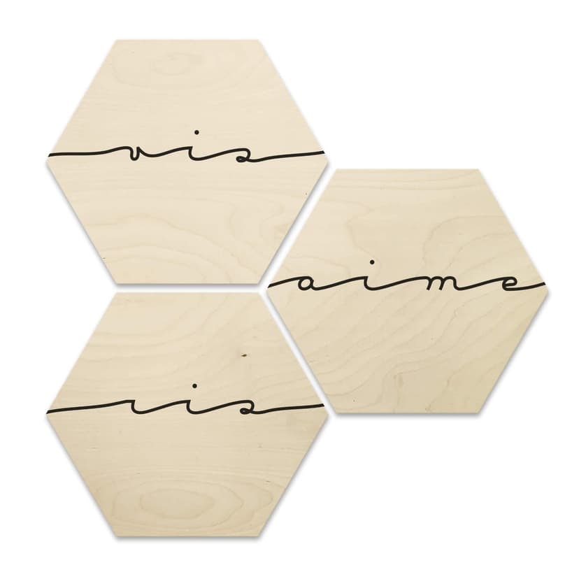 Hexagon - Holz Birke-Furnier Vis ris aime (3er Set
