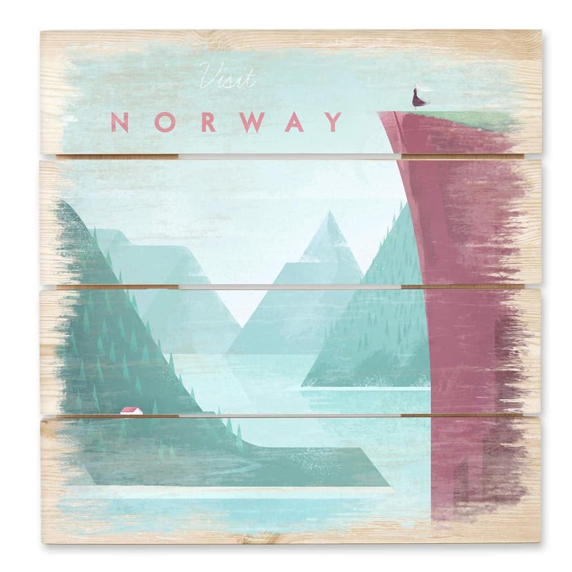 Obraz drewniany Rivers - Norwegia - 40x41,5 cm
