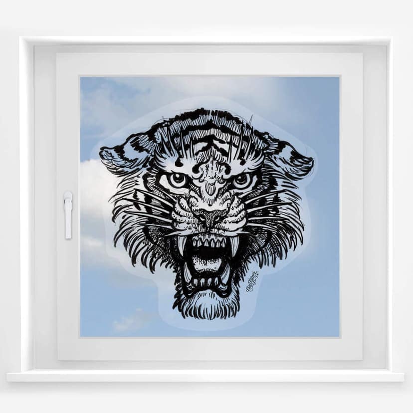 Obraz z okna Miami Ink Tiger czarno-biały
