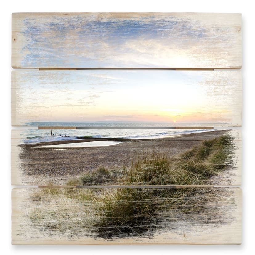 Obraz drewniany panorama plaży - 40x41,5 cm