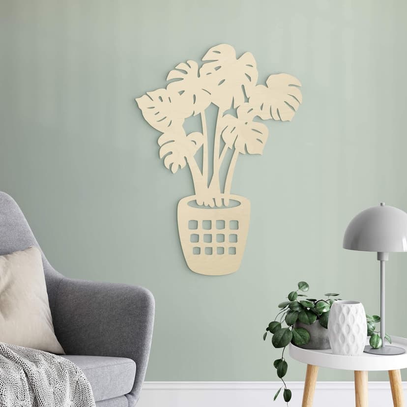 Dekoracja drewniana roślina monstera - topola