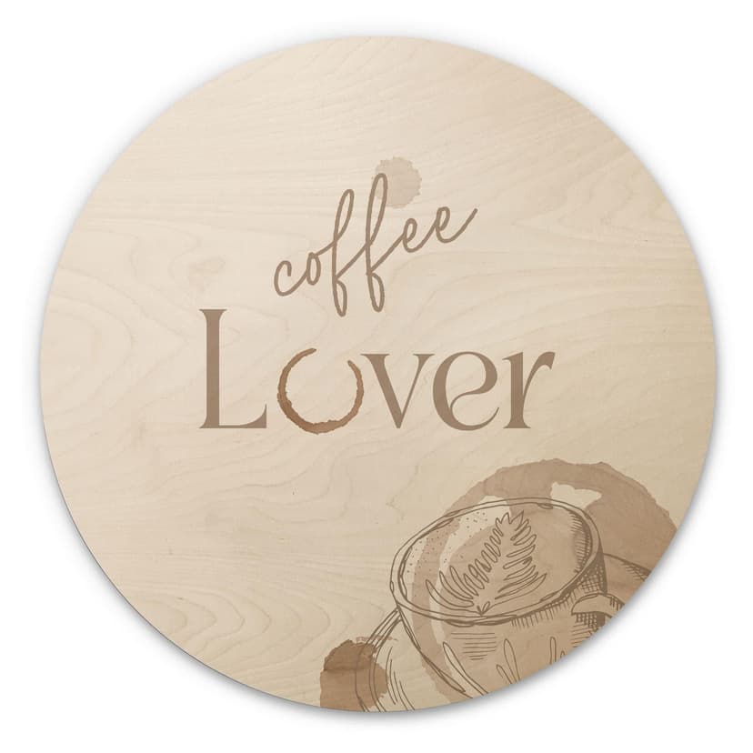Obraz drewniany Coffee Lover - okrągły