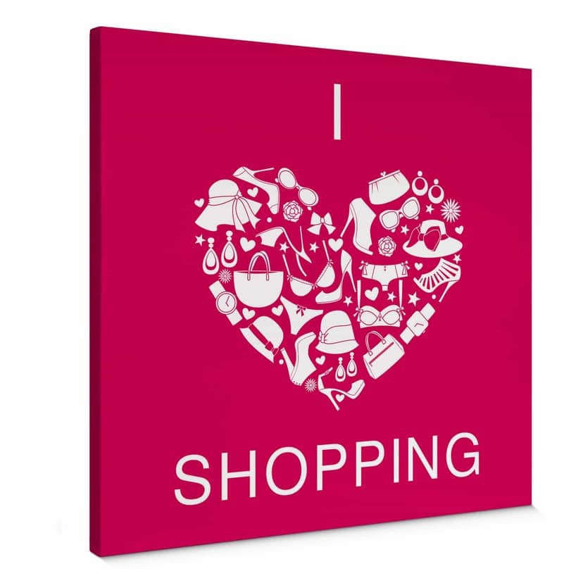 Obraz na płótnie I love Shopping - kwadrat