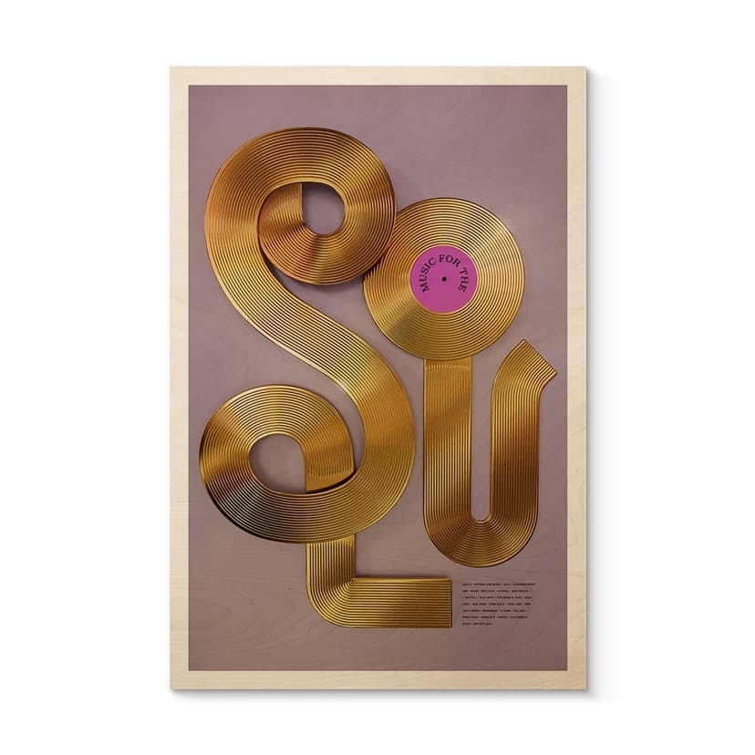 Plakat drewniany Soul meets vinyl - Muzyka dla duszy - Harrison