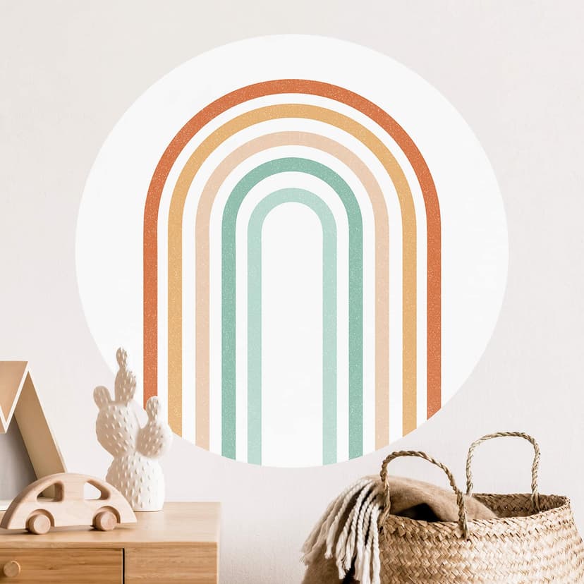 Naklejka na ścianę do pokoju dziecięcego tęcza boho - okrągła