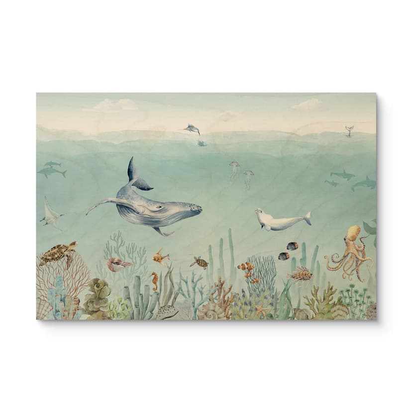 Plakat drewniany Kikki Belle - Życie morskie