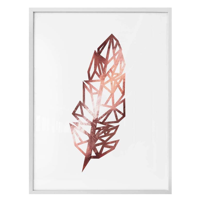 Plakat - Pióro origami - wygląd różowego złota
