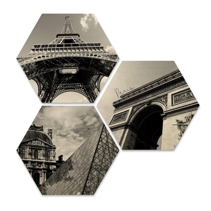 Hexagon - Holz Birke-Furnier - Impression of Paris