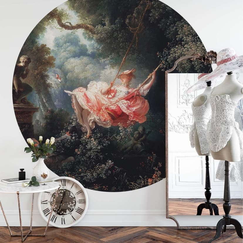 Fragonard - Huśtawka - Fototapeta okrągła - tapeta flizelinowa/tapeta flizelinowa samoprzylepna