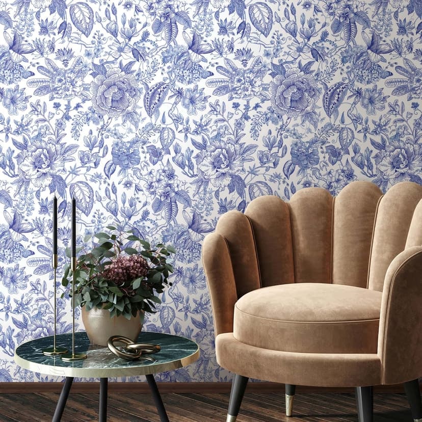 Tapeta z włókniny kwiaty, liście floral nature matowa w kolorze białym