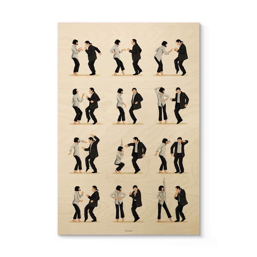 Plakat drewniany Tohmé - Kultowy taniec z Pulp Fiction