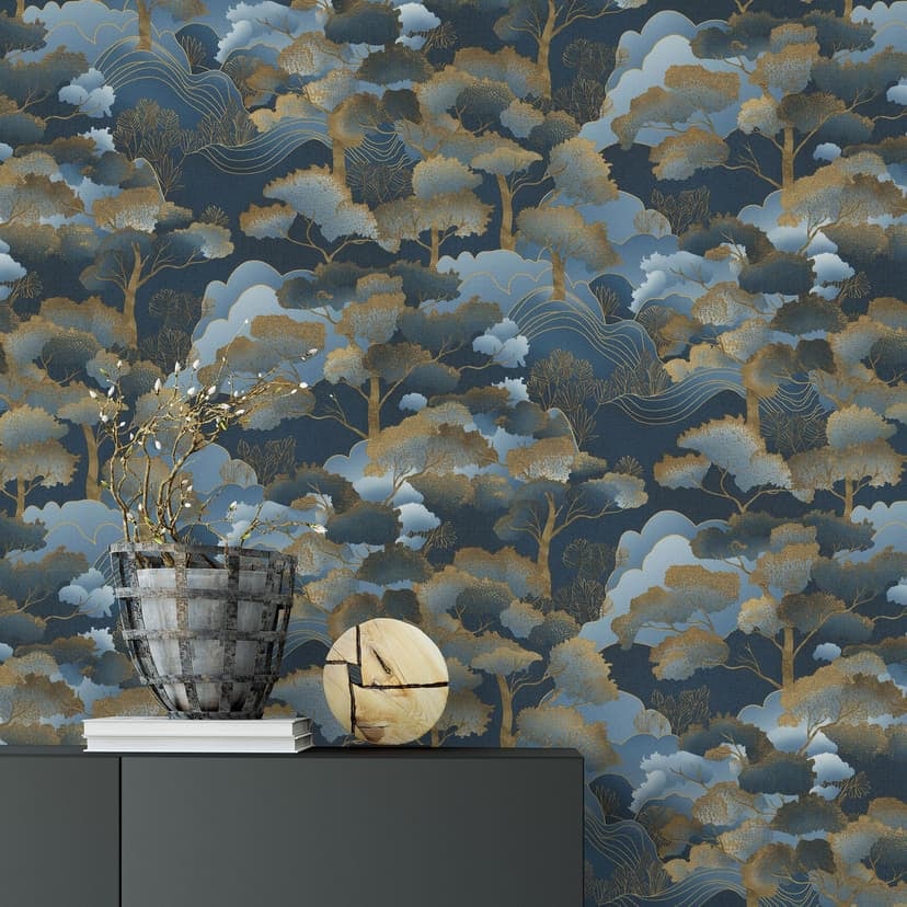 Tapeta flizelinowa GOLDEN GROVE Elle Decoration 4, niebieska
