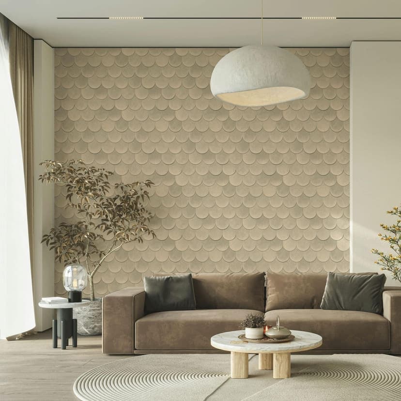Tapeta z włókniny w kolorze beżowo-brązowym 3D o geometrycznym wyglądzie w stylu vintage
