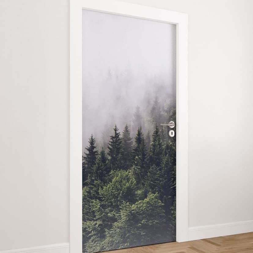 Folia na drzwi Foggy Forest - samoprzylepna dekoracja drzwi