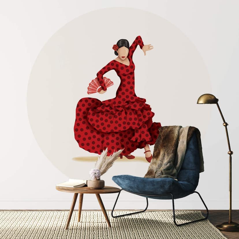 Tohmé - Flamenco - Fototapeta okrągła - tapeta flizelinowa/tapeta flizelinowa samoprzylepna