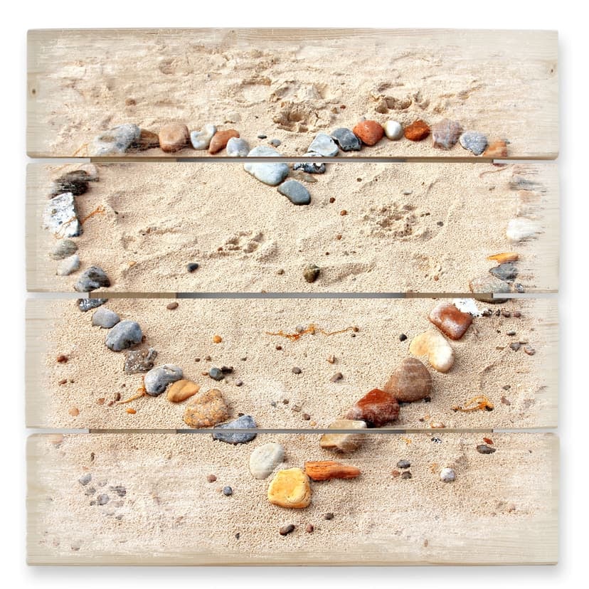 Obraz drewniany love beach - 40x41,5 cm