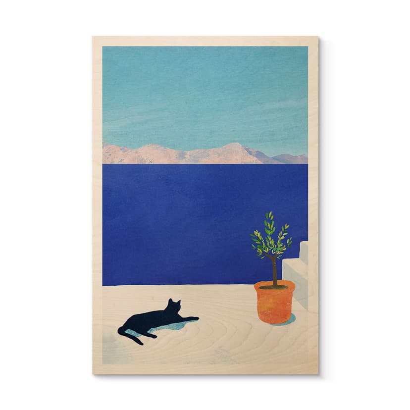 Plakat drewniany sjesta z kotem nad morzem - Rivers