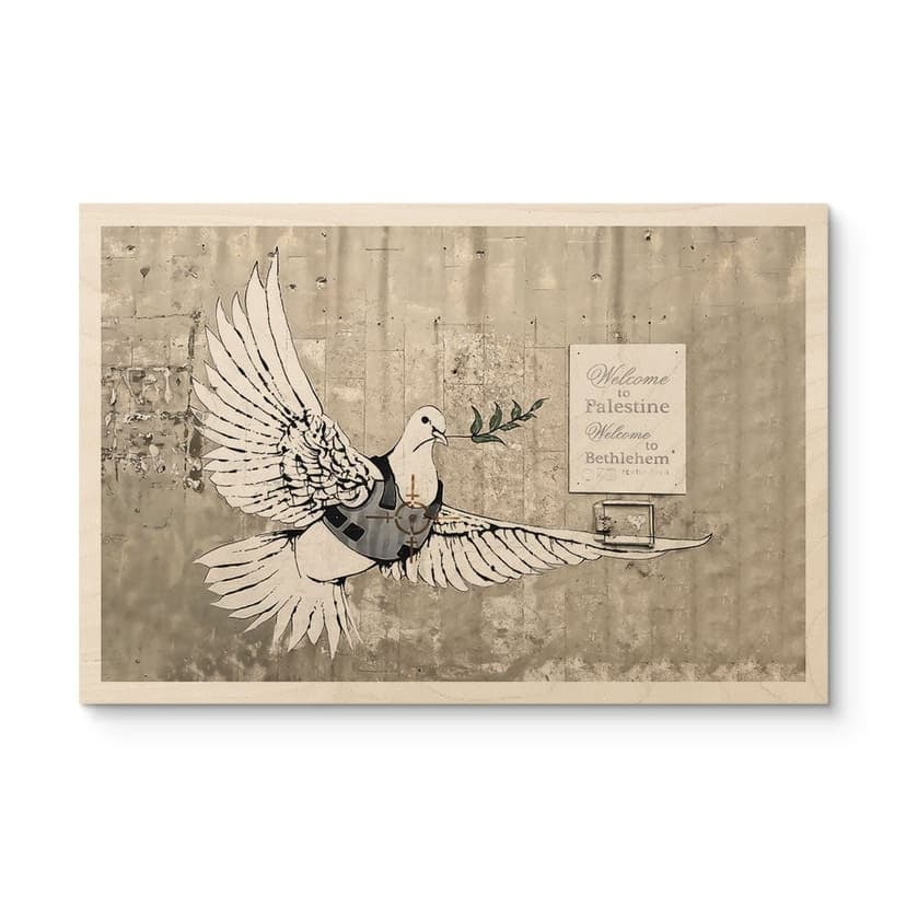 Plakat drewniany Banksy - Gołąb pokoju