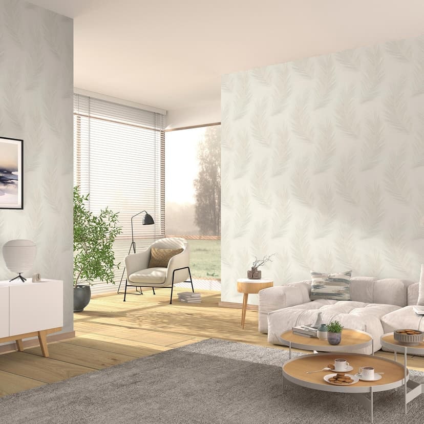 Tapeta z włókniny z motywem liści Aurora beige