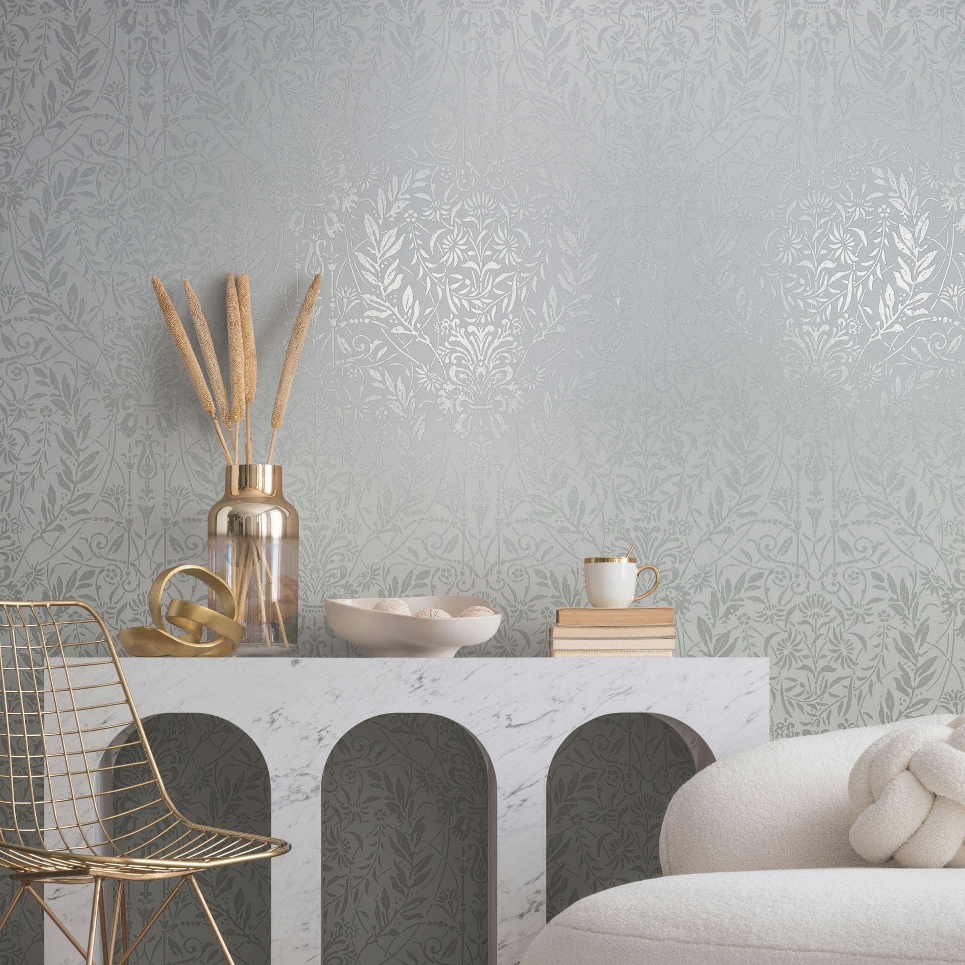 Tapeta z włókniny Ornament Floral Nature w kolorze białym