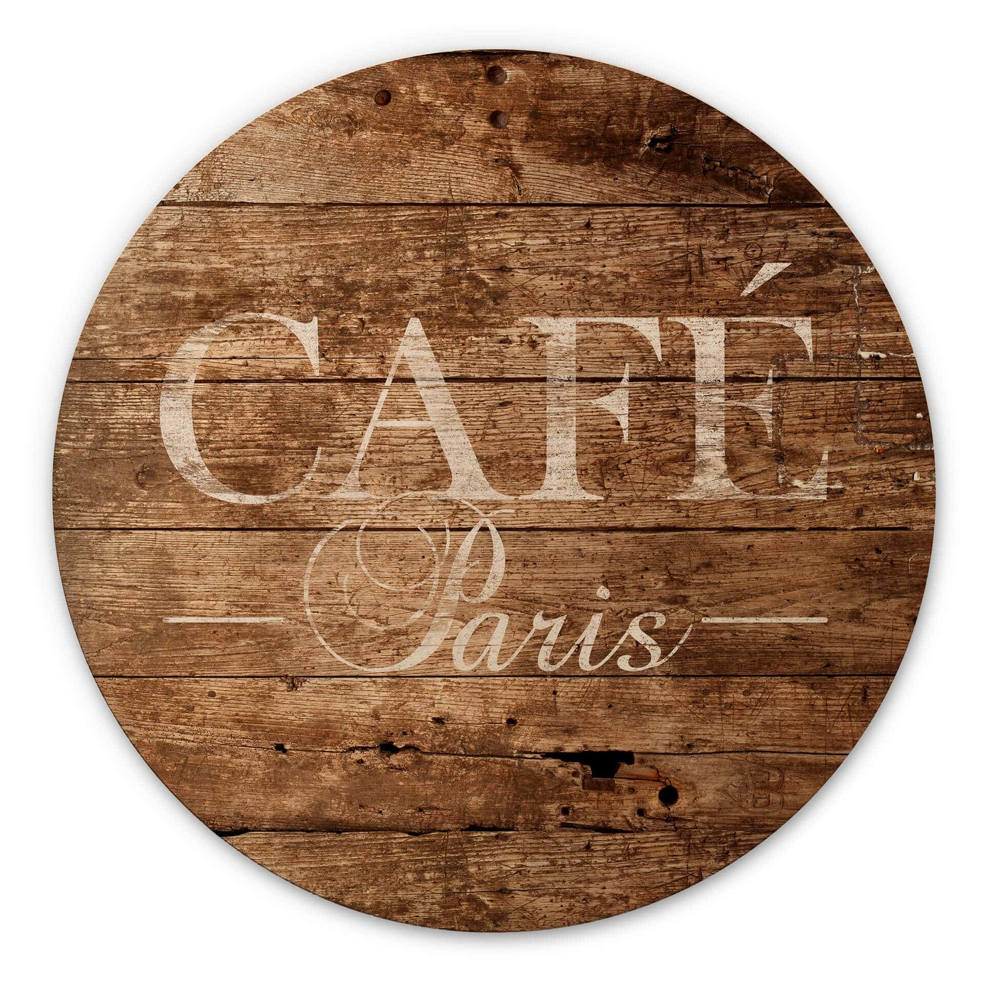 Obraz drewniany Café Paris - okrągły